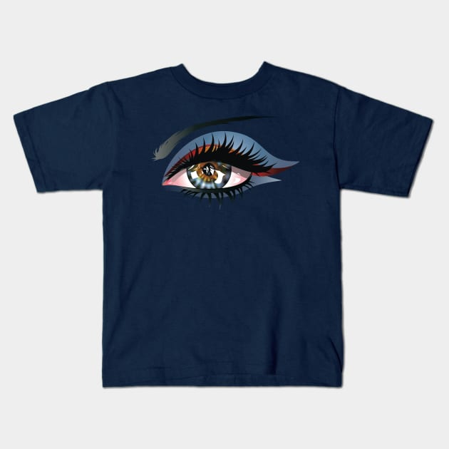 Fem Blue Eye with Makeup Kids T-Shirt by AnnArtshock